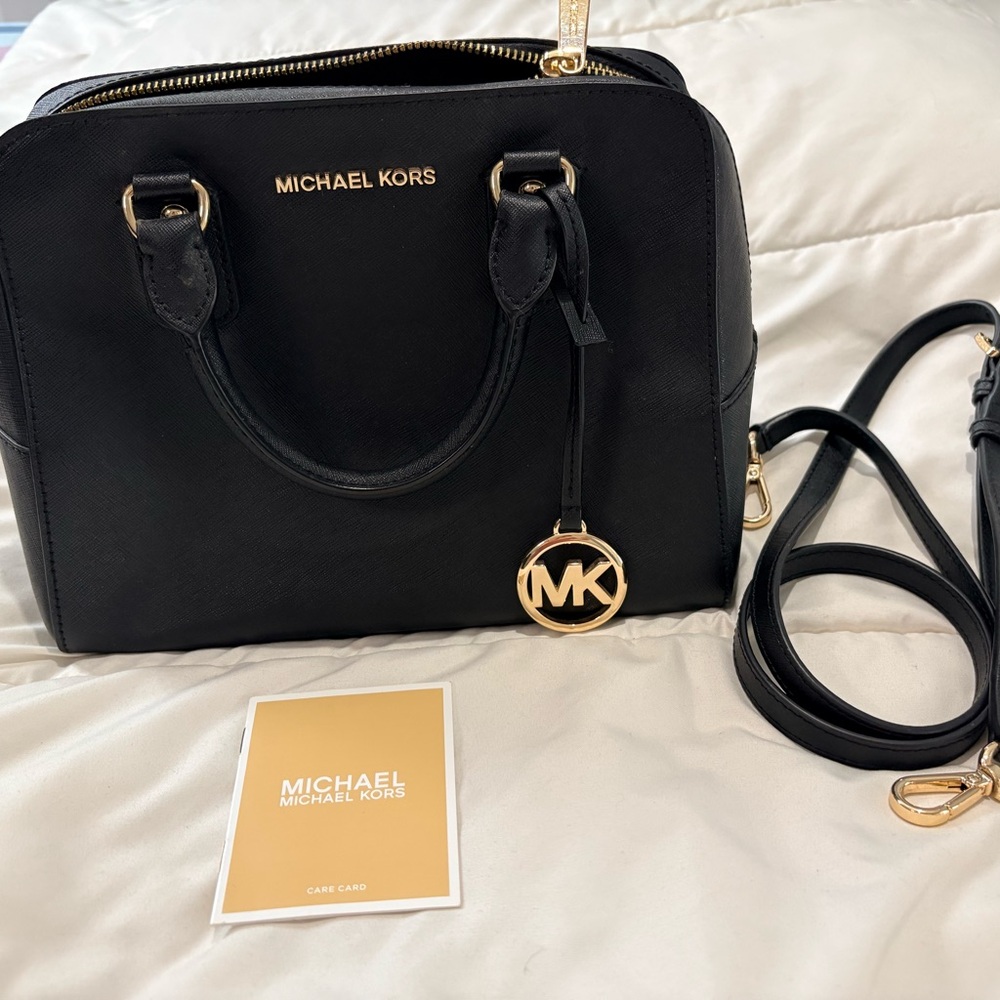 Michael Kors Black Satchel with Gold Accents